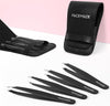 FACEMADE 4 Pcs Tweezers Set,Stainless Steel Hair Removal Makeup Tool,Gift,Black